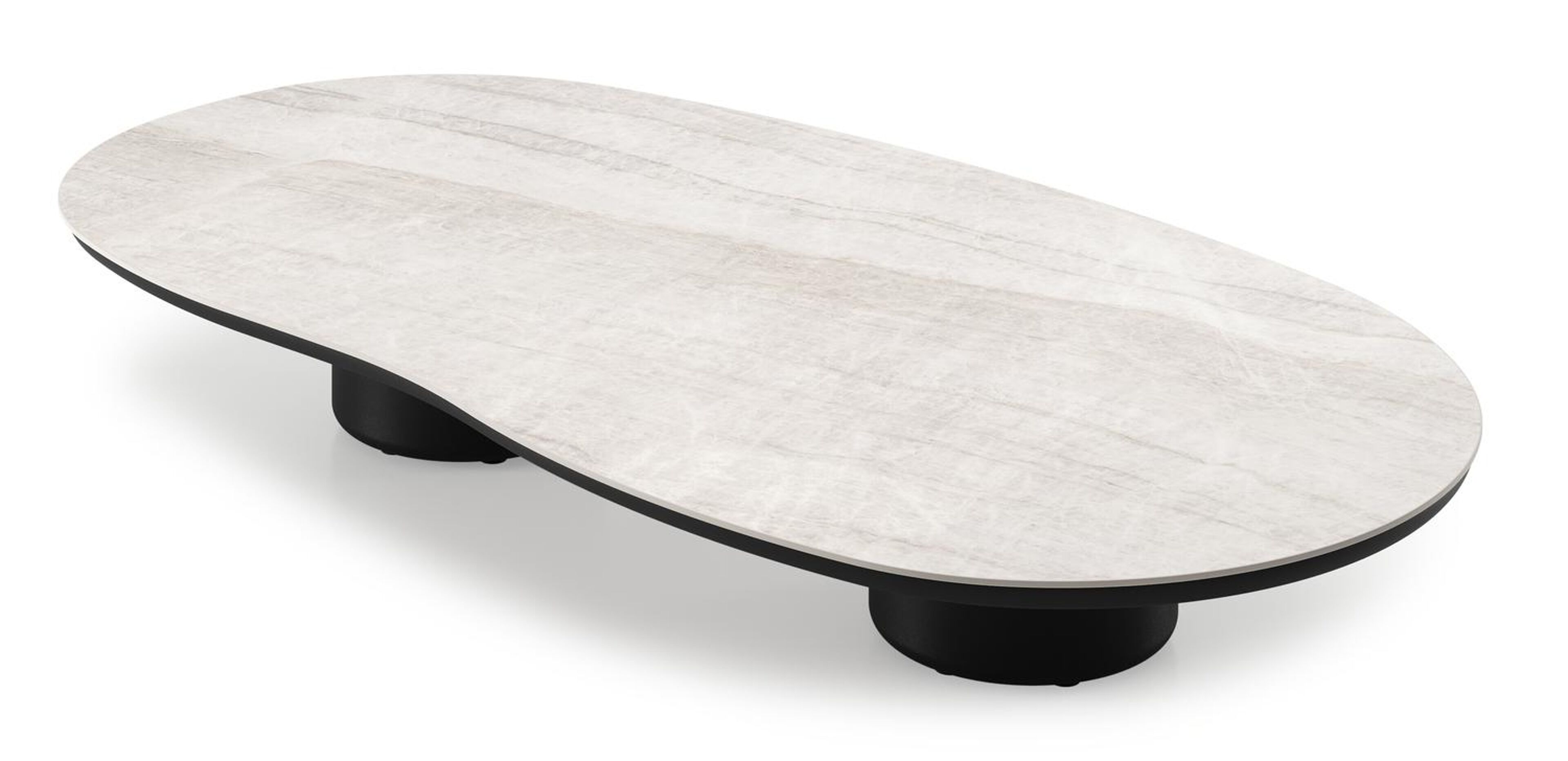 Amico loungetafel organisch in zwart aluminium en volkeramiek Taj Mahal - L 170 x B 91 x H 25 cm