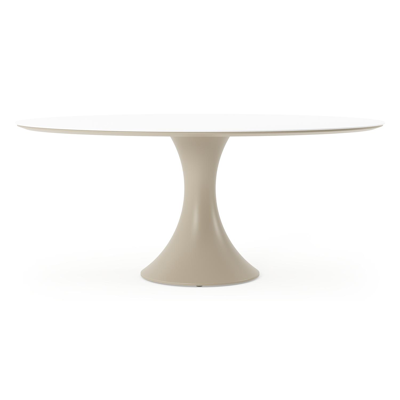 Fano tuintafel ovaal in beige aluminium en volkeramiek Arctic White - L 180 x B 110 x H 75 cm