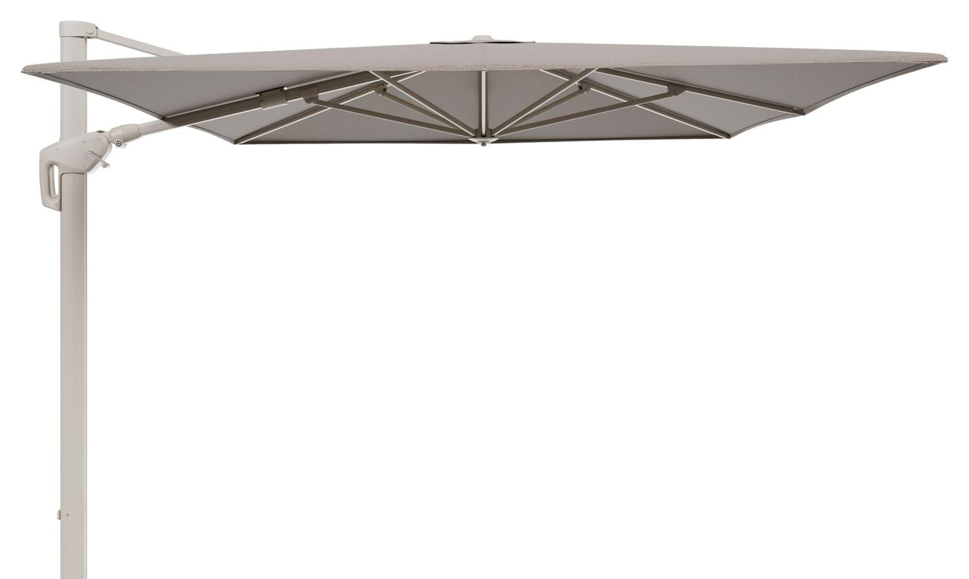 Parasol pendant Minore avec fonction tilt en aluminium beige et toile de parasol All Weather Solica Firenze Earth - Lg.1 400 x Lg.2 300 cm (sans pied de parasol)
