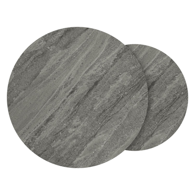 Fano loungetafels in wit aluminium en aspen grey volkeramiek - Dia. 85/65 X H 35/30 cm