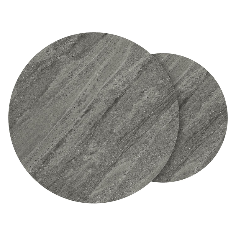 Fano loungetafels in wit aluminium en aspen grey volkeramiek - Dia. 85/65 X H 35/30 cm