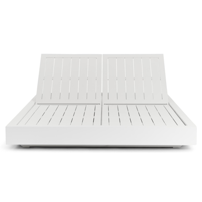 Chaise longue double réglable Como en aluminium blanc avec all weather sunbrella® luxe natte grey chine coussin