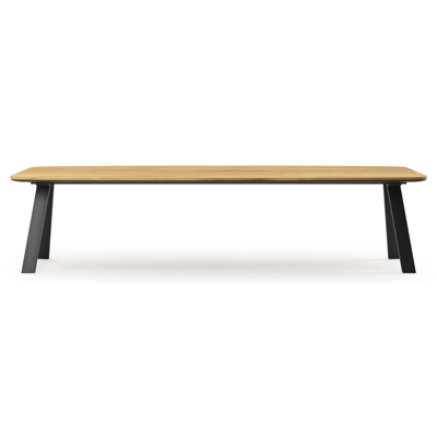 Table de jardin Cesano en aluminium noir et teck - Lg 315 x Larg. 115 x H 75 cm