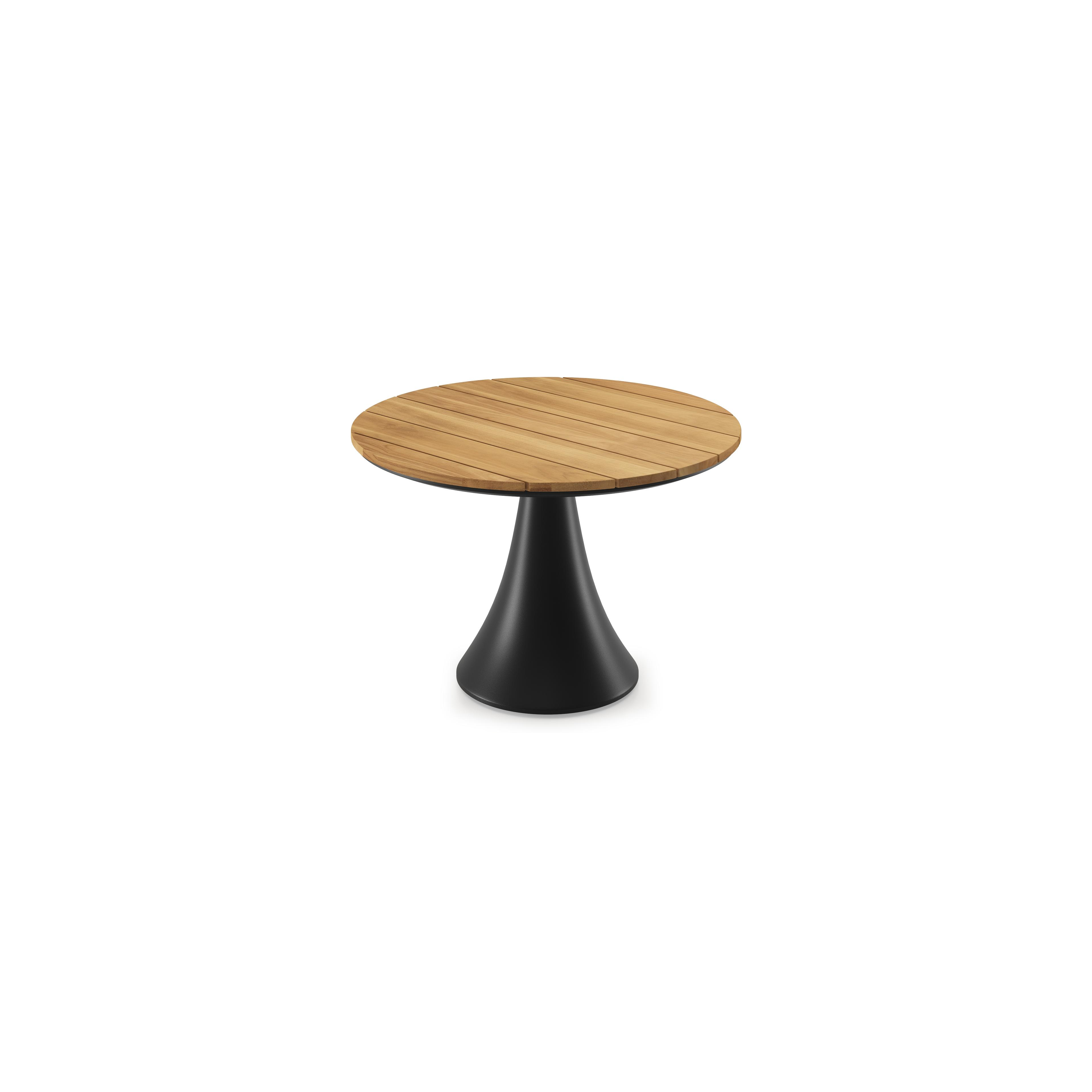 Fano low dining loungetafel in zwart aluminium en teak  - Dia. 85 x - Dia. 85 x H 75 cm