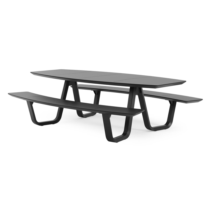 Table de pique-nique Forno forme de bateau aluminium noir - Lg. 240 x Lrg. 181 x Haut. 72 cm