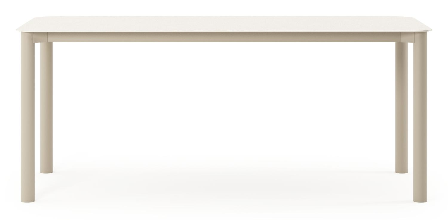 Orso tuintafel rechthoekig afgerond in beige aluminium en volkeramiek beige - L 180 x B 80 x H 75 cm