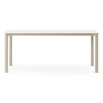 Orso tuintafel rechthoekig afgerond in beige aluminium en volkeramiek beige - L 180 x B 80 x H 75 cm