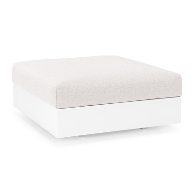 Pouf Como en aluminium blanc et coussins en all weather solica ego eggshell