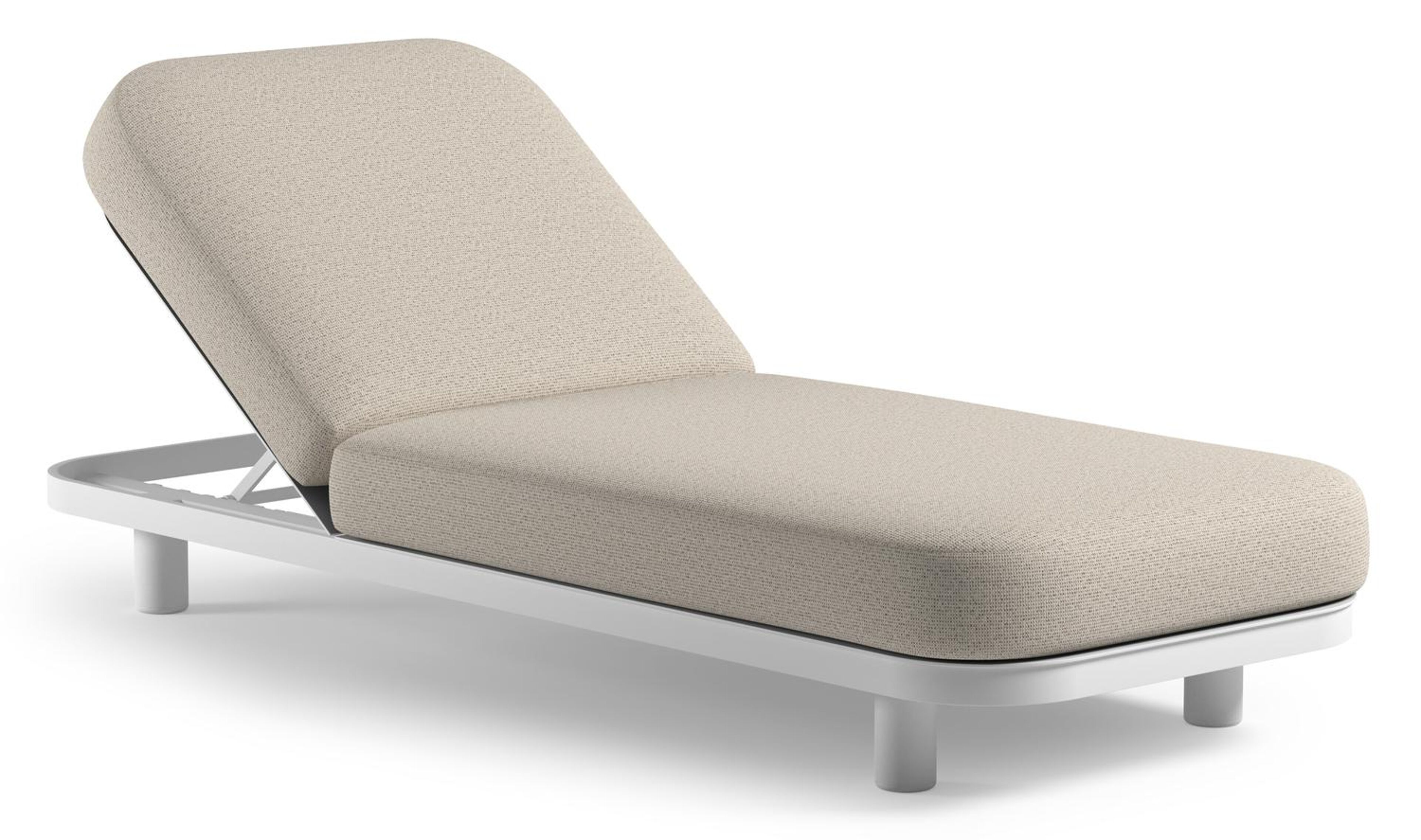 Donato verstelbaar ligbed in wit aluminium met firenze natural all weather Solica kussen