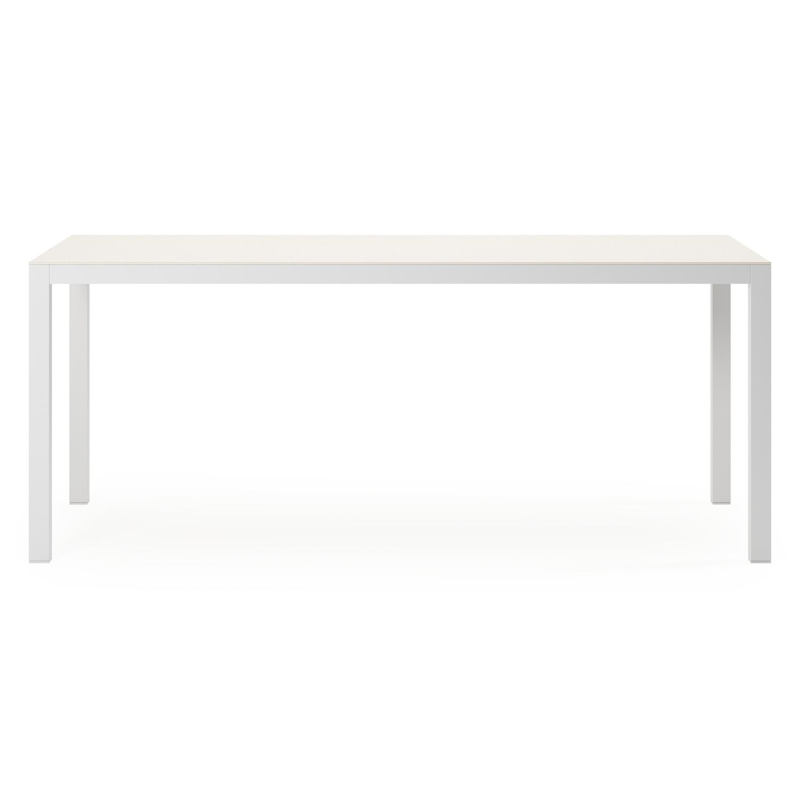 Feltro tuintafel in wit aluminium en Crema Minerale sintered stone - L 180 x B 80 x H 73 cm