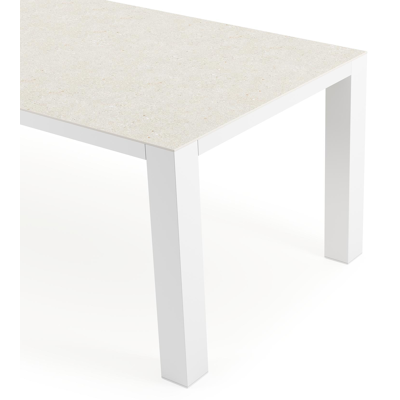Table de jardin Nano en aluminium blanc et céramique pleine shilin - Lg 240 x Larg. 100 x H 75 cm