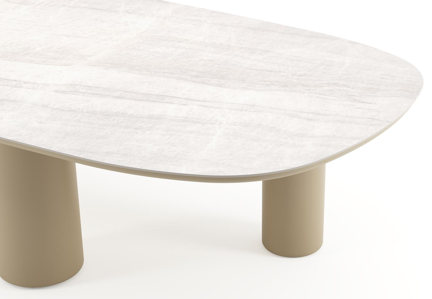 Amico tuintafel bombo xl in beige aluminium en volkeramiek Taj Mahal - L 320 x B 148 x H 73.5 cm