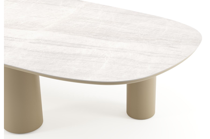Amico tuintafel bombo xl in beige aluminium en volkeramiek Taj Mahal - L 320 x B 148 x H 73.5 cm