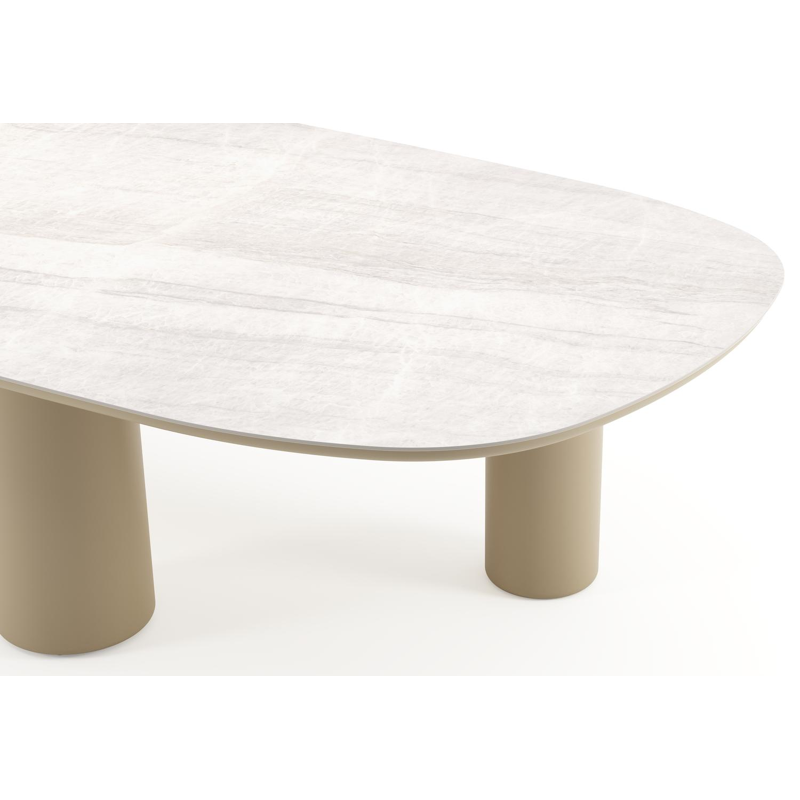 Amico tuintafel bombo xl in beige aluminium en volkeramiek Taj Mahal - L 320 x B 148 x H 73.5 cm