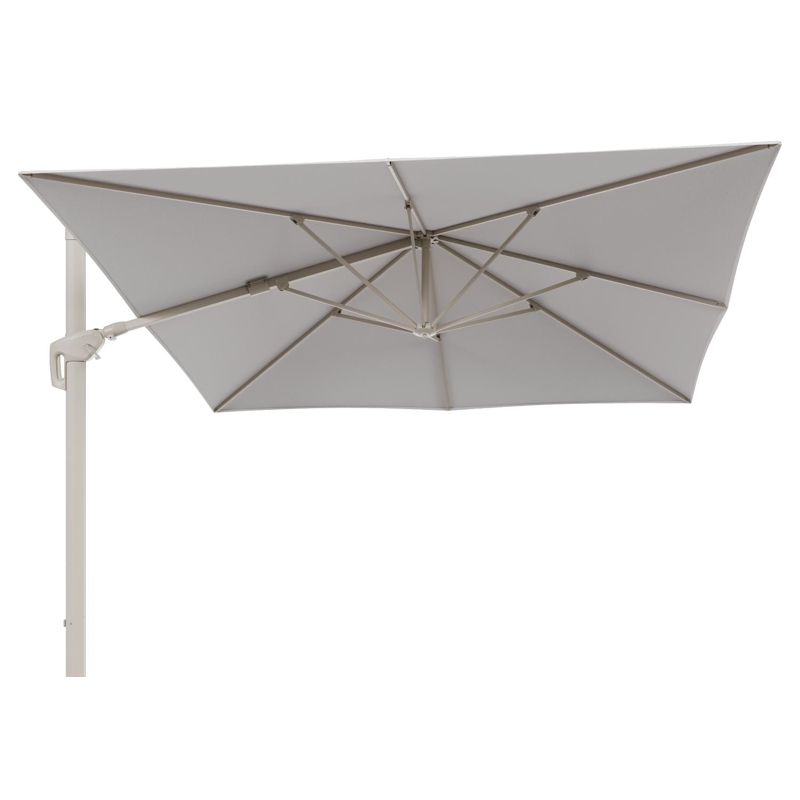 Parasol pendant Minore avec fonction tilt en aluminium beige et toile de parasol All Weather Solica Ego Eggshell - Lg.1 350 x Lg.2 350 cm (sans pied de parasol