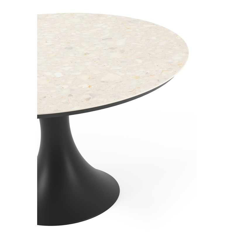 Fano tuintafel rond in zwart aluminium en volkeramiek Retrostone - Dia. 130 x H 75 cm