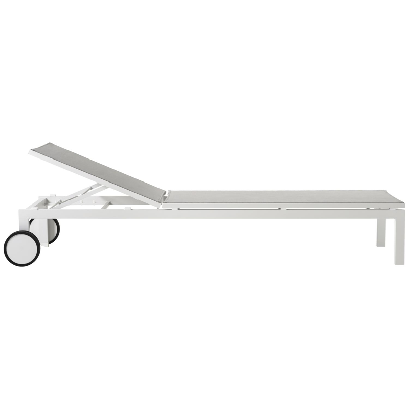 Caravelle verstelbaar ligbed in wit aluminium en grijs textilene