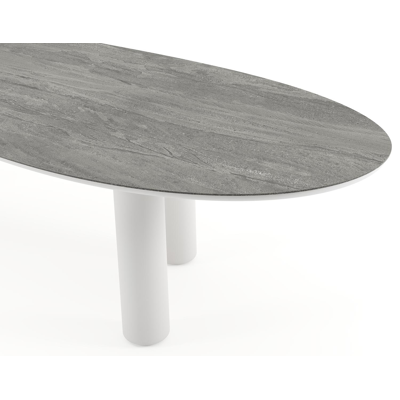 Amico tuintafel organisch in wit aluminium en volkeramiek Aspen Grey - L 320 x B 120 x H 73.5 cm