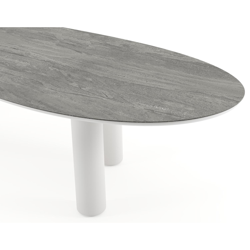 Amico tuintafel organisch in wit aluminium en volkeramiek Aspen Grey - L 320 x B 120 x H 73.5 cm