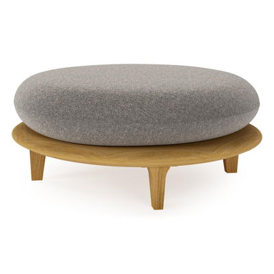 Bomero poef in teak met chartres drizzle all weather sunbrella® luxe kussen