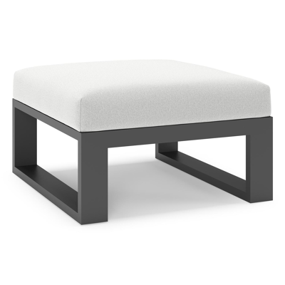 Verato poef in zwart aluminium met natte grey chine all weather sunbrella® luxe kussen