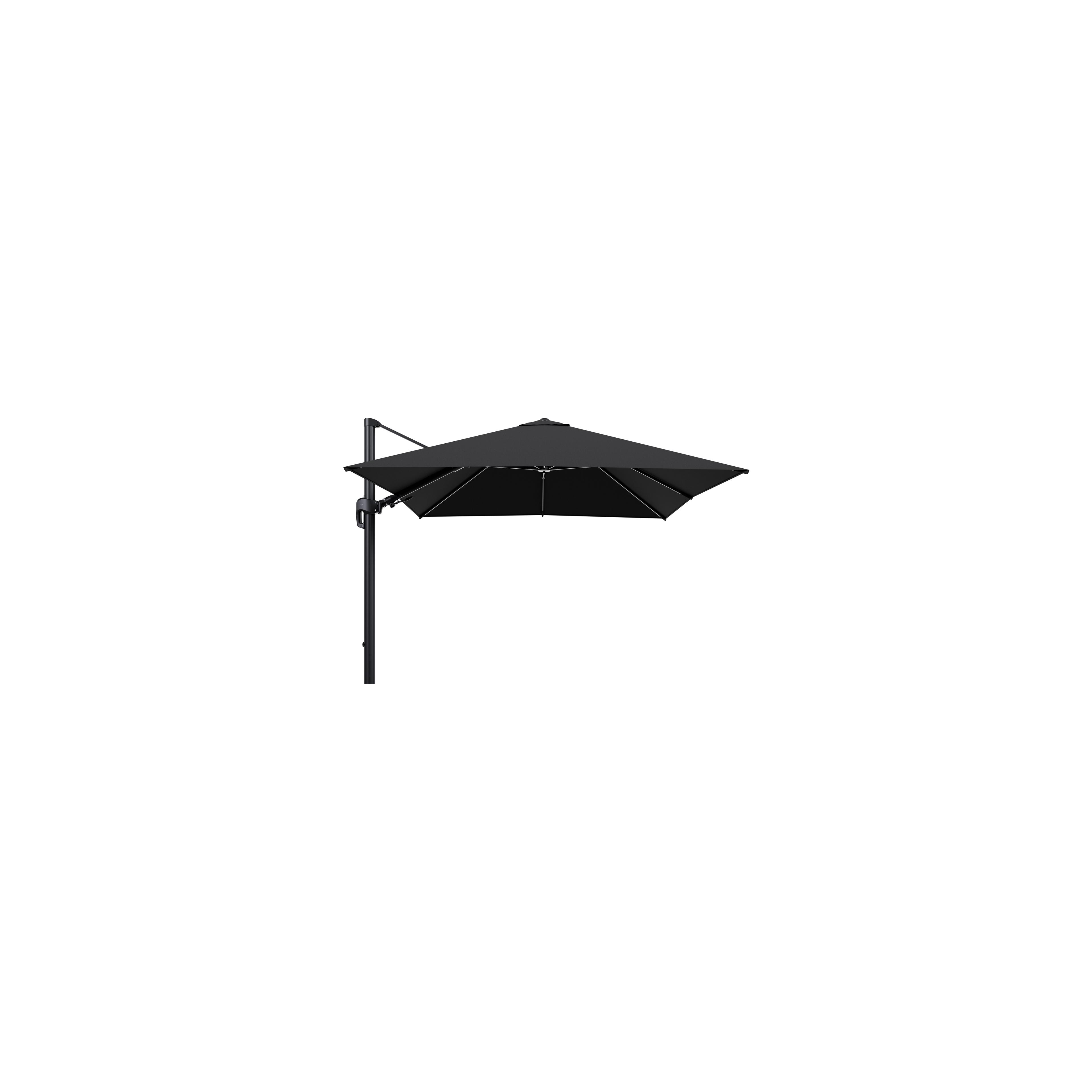 Rufina zweefparasol tiltfunctie in zwart aluminium en parasoldoek in All Weather Sunbrella® Luxe Natte Sooty  - L1 300 x L2 300 cm (zonder voet) (zonder voet)
