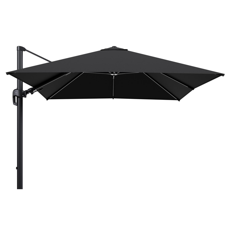 Rufina zweefparasol tiltfunctie in zwart aluminium en parasoldoek in All Weather Sunbrella® Luxe Natte Sooty  - L1 300 x L2 300 cm (zonder voet)