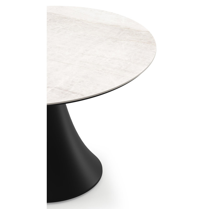 Fano low dining loungetafel rond in zwart aluminium en volkeramiek Taj Mahal - Dia. 85 x H 55 cm