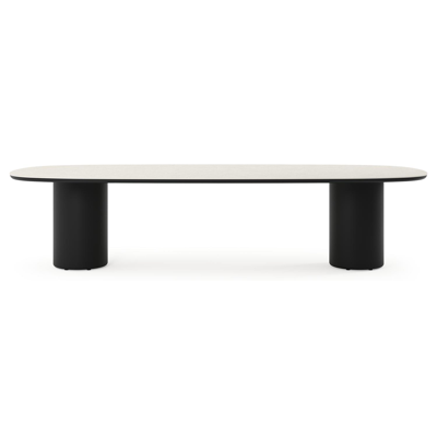 Amico tuintafel bombo in zwart aluminium en volkeramiek Shilin - L 320 x B 130 x H 73.5 cm