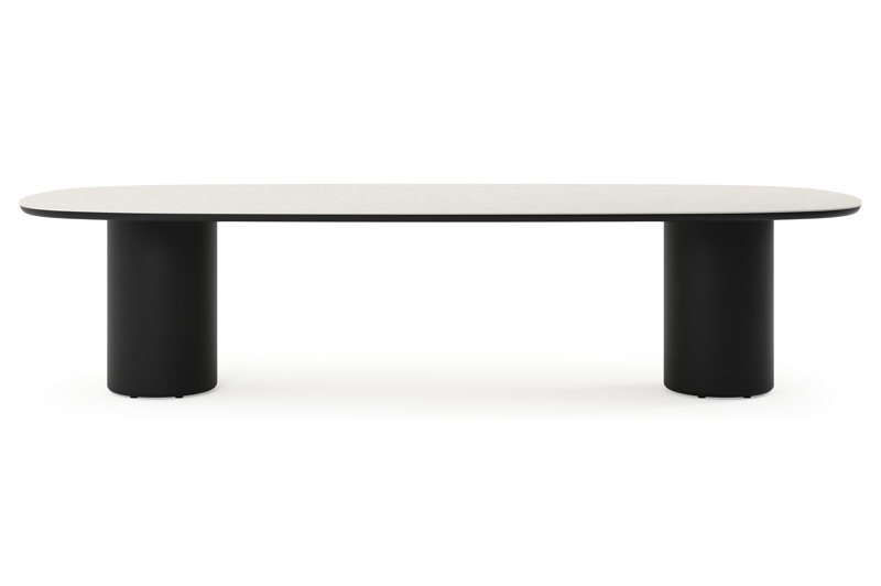 Amico tuintafel bombo in zwart aluminium en volkeramiek Shilin - L 320 x B 130 x H 73.5 cm