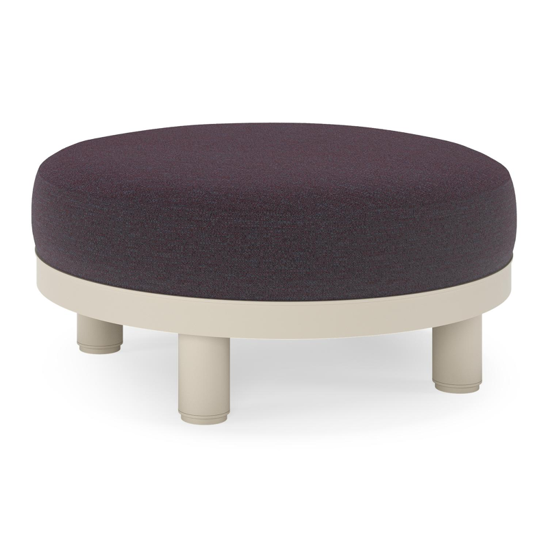 Donato lounge poef in beige aluminium met all weather sunbrella® luxe Tundra Red kussen