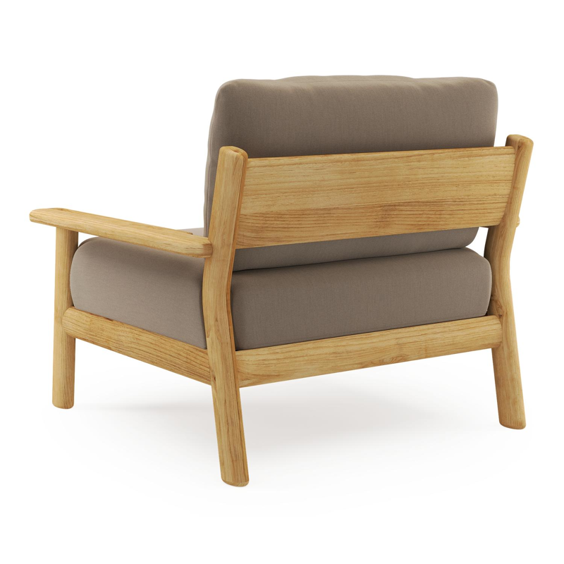 Amaro loungestoel in teak met natte heather grey all weather sunbrella® luxe kussen