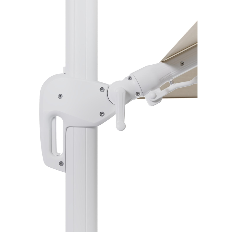 Rufina zweefparasol met tiltfunctie in wit aluminium met beige all weather sunbrella® premium parasoldoek - L1 300 x L2 300 cm (zonder voet)