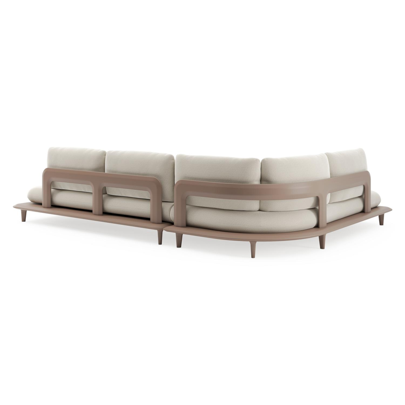 Bomero loungehoek in taupe aluminium met lopi marble all weather sunbrella® luxe kussen