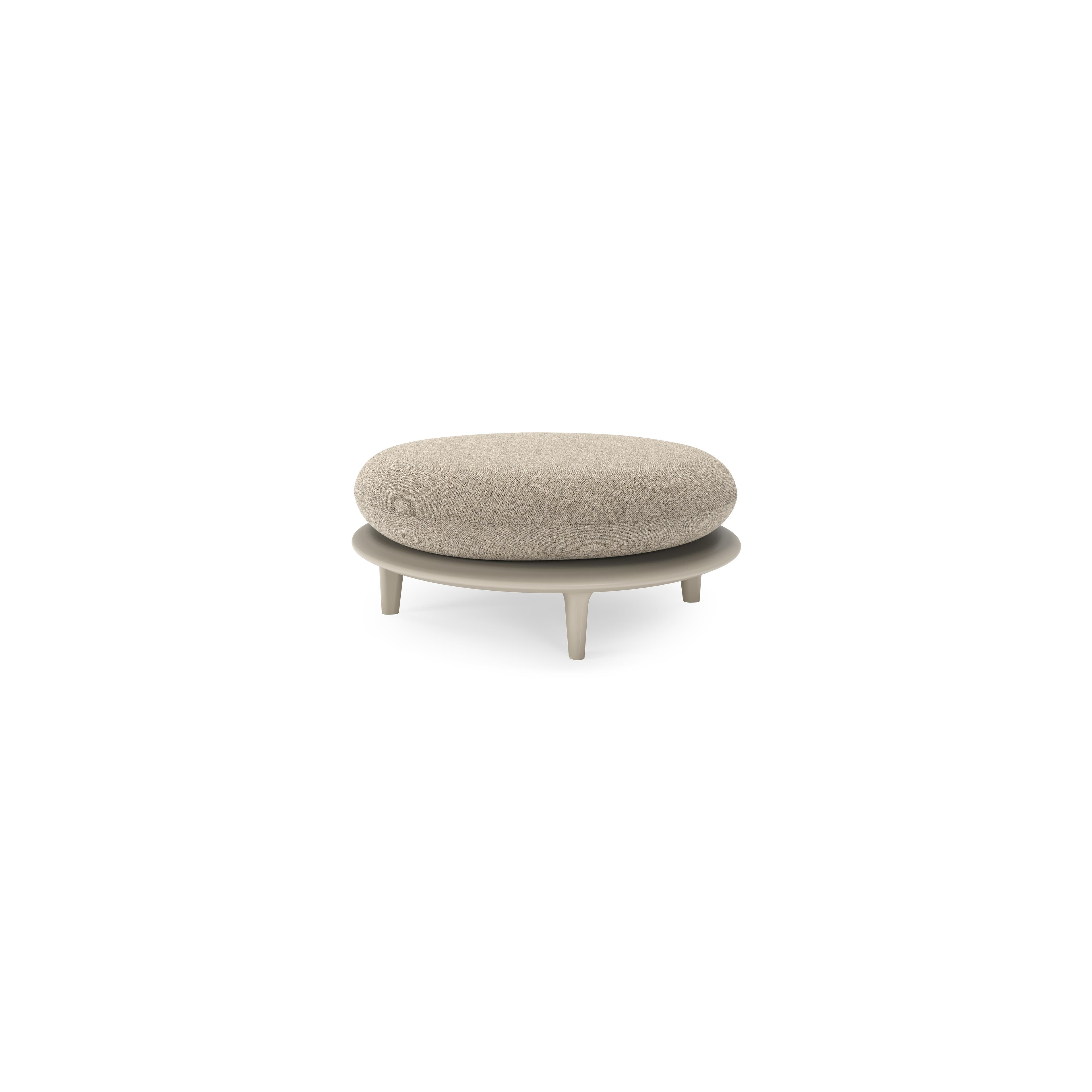 Bomero poef in beige aluminium met marbella beige all weather cosytica kussen