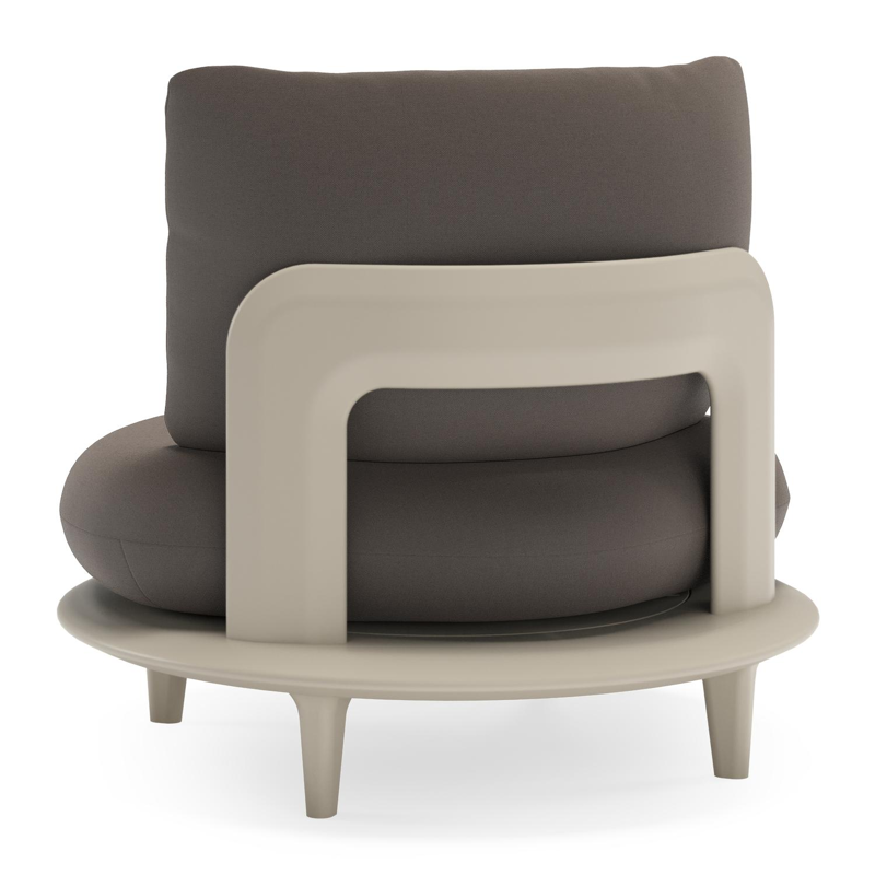 Bomero loungestoel in beige aluminium met natte nature grey all weather sunbrella® luxe kussen