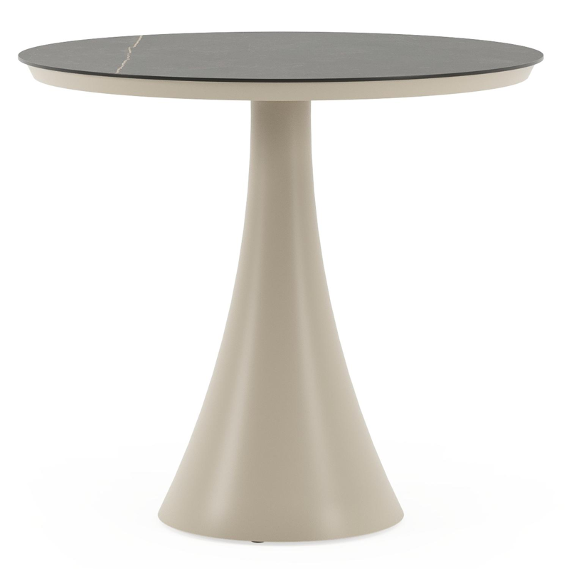 Fano tuintafel rond in beige aluminium en volkeramiek Calatorao - Dia. 85 x H 75 cm