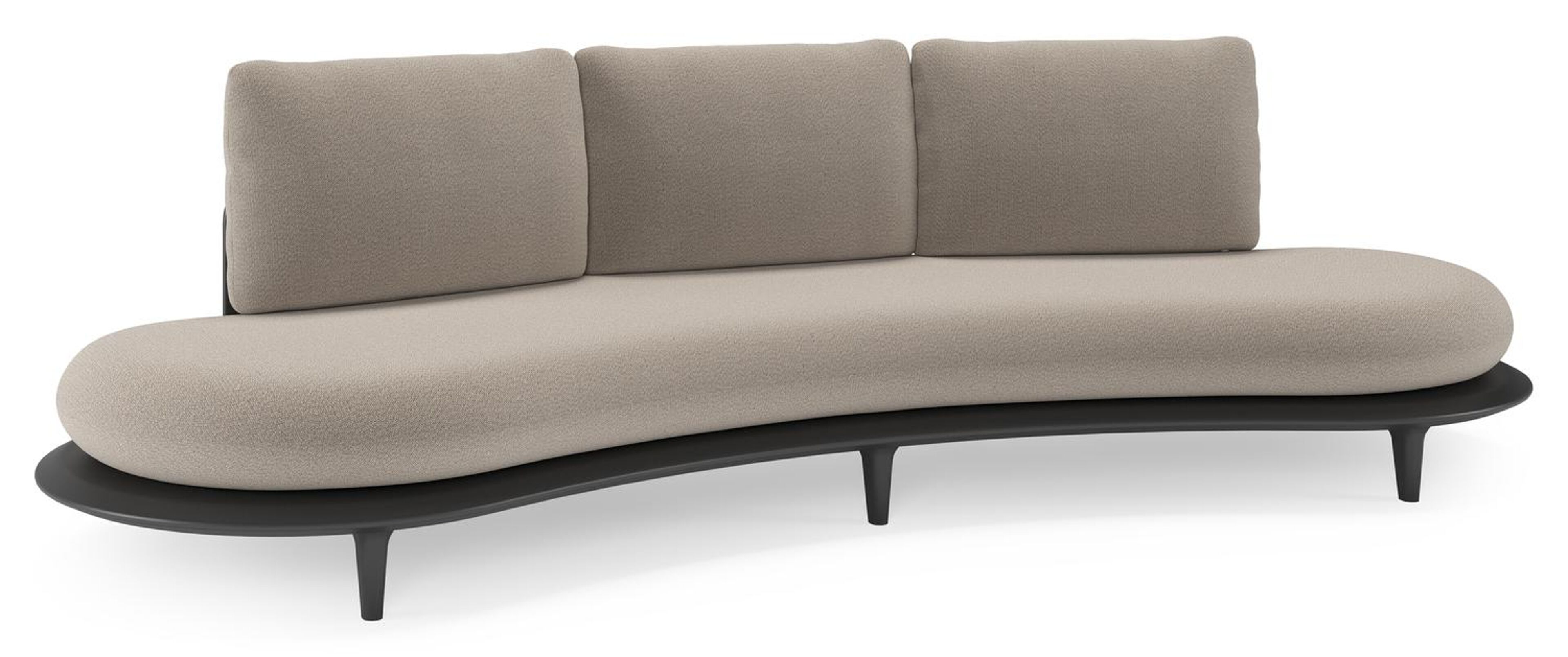 Bomero loungebank in zwart aluminium met savane coconut all weather sunbrella® luxe kussen