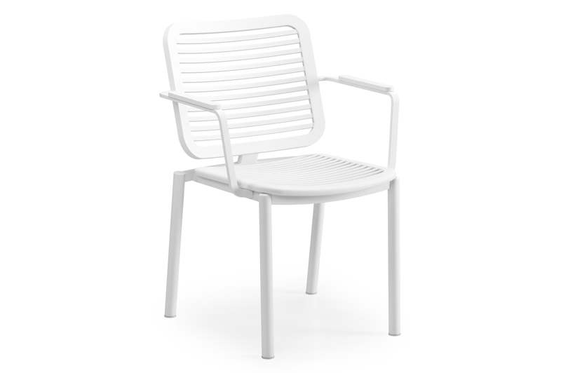 Fano stapelbare tuinstoel in wit aluminium