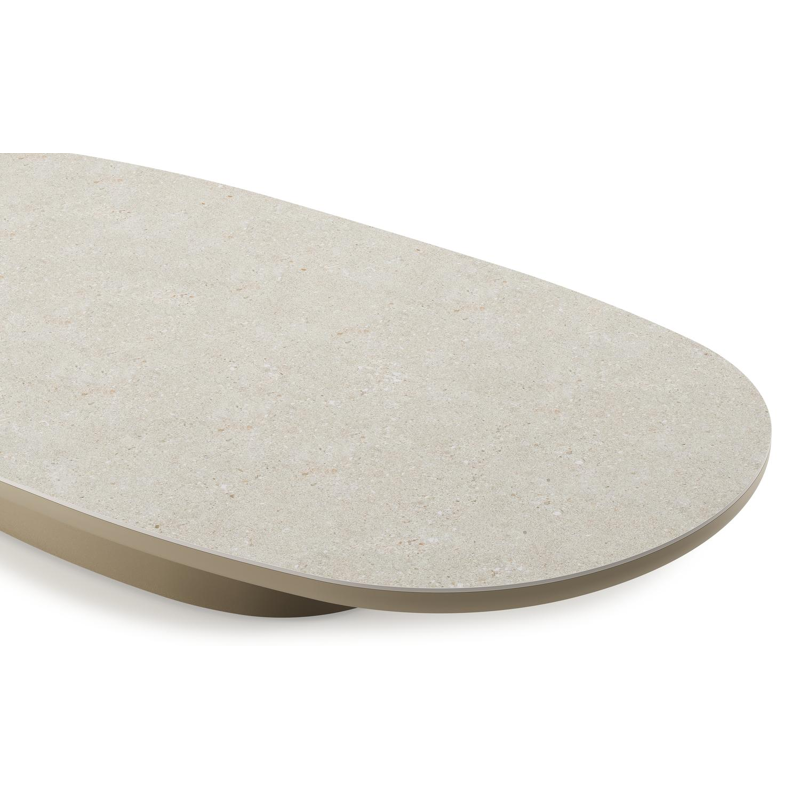 Amico loungetafel bombo in beige aluminium en volkeramiek Shilin - L 171 x B 89 x H 24 cm
