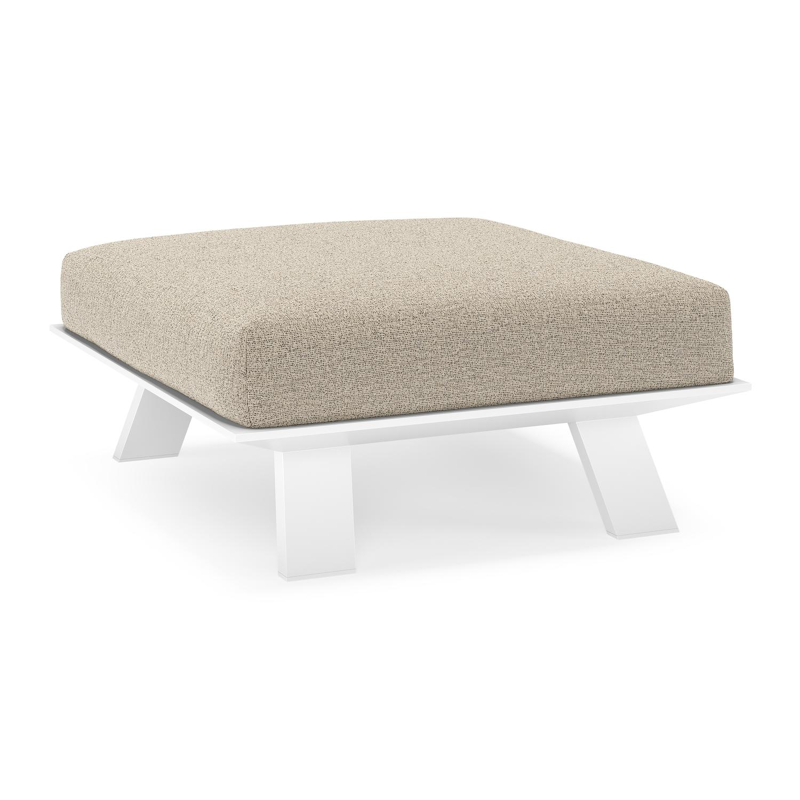 Cesano poef in wit aluminium met catania beige all weather Cosytica kussen
