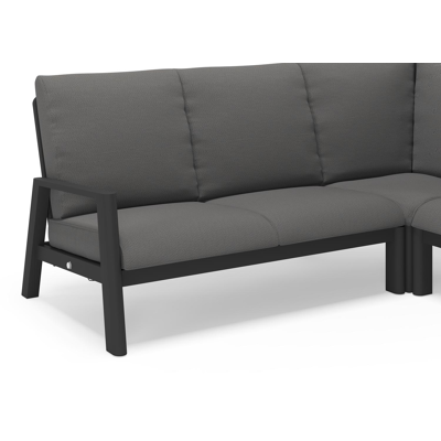 Cirello loungehoek in zwart aluminium met lopi sand all weather sunbrella® luxe kussens 