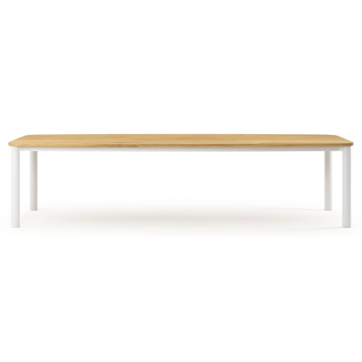 Orso tuintafel bootvorm in wit aluminium en teak - L 315 x B 115 x H 75 cm