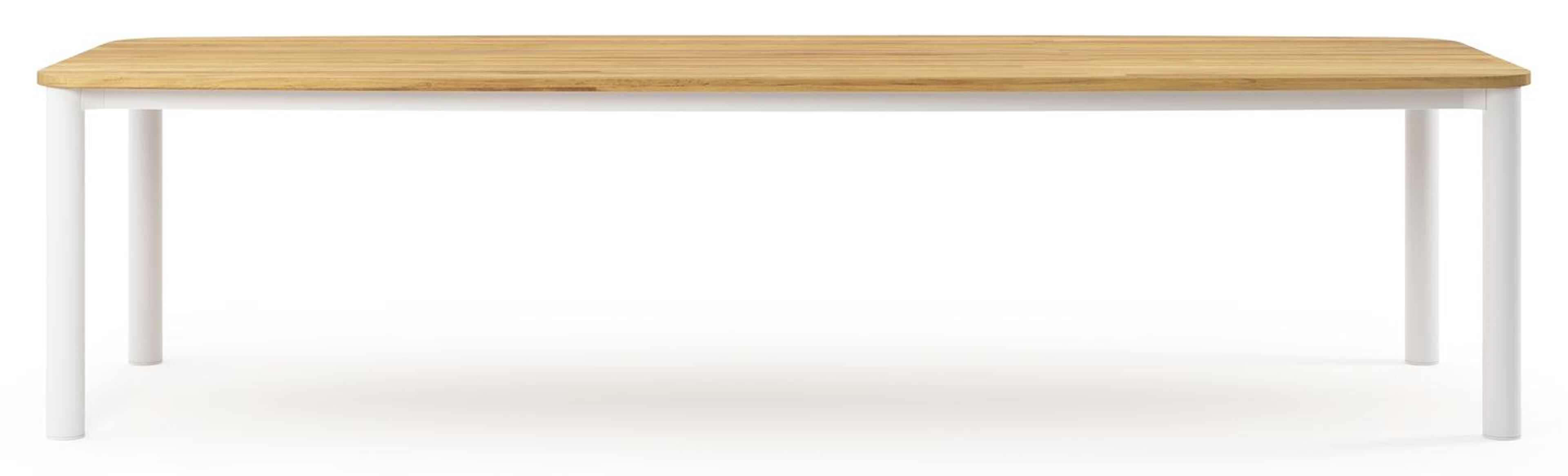 Orso tuintafel bootvorm in wit aluminium en teak - L 315 x B 115 x H 75 cm