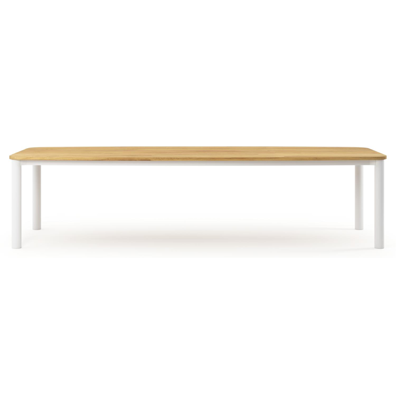 Orso tuintafel bootvorm in wit aluminium en teak - L 315 x B 115 x H 75 cm