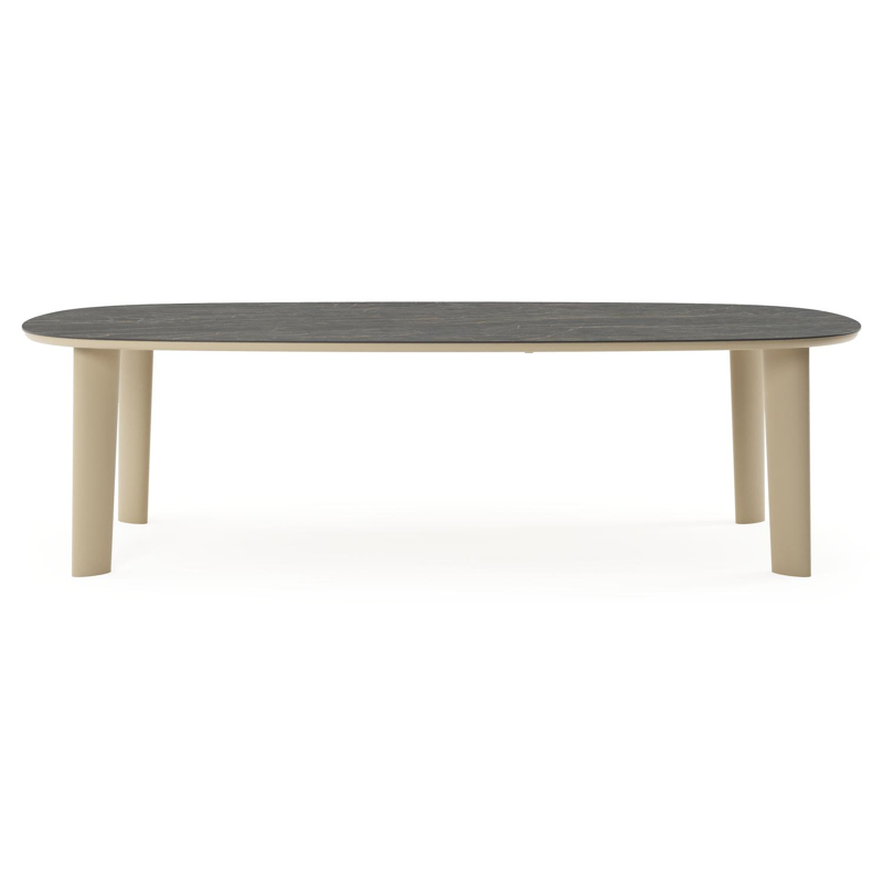 Amico tuintafel bombo xl in beige aluminium en volkeramiek Black Obsession - L 270 x B 148 x H 73.5 cm