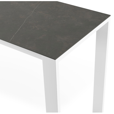 Verato bartafel in wit aluminium en volkeramiek Calatorao - L 220 x B 70 x H 105 cm