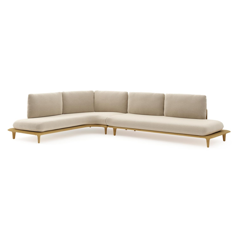 Bomero loungehoek in teak met althea chalk all weather cosytica kussen