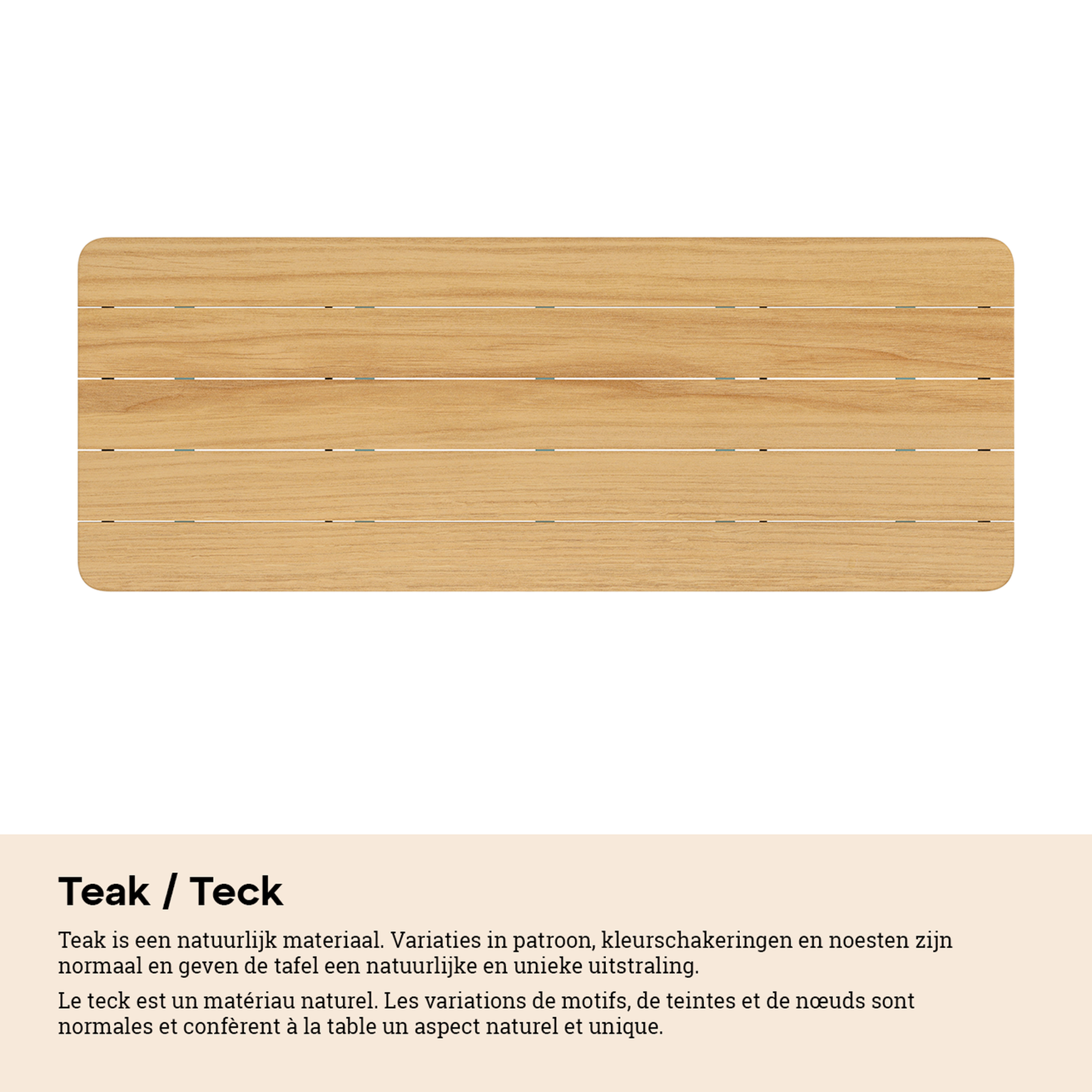 Orso tuintafel rechthoekig afgerond in zwart aluminium en teak - L 290 x B 110 x H 74.5 cm