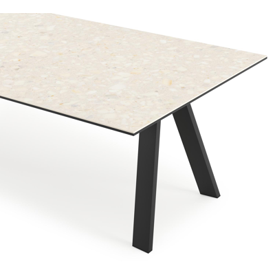 Cesano tuintafel rechthoekig in zwart aluminium en volkeramiek Retrostone - L 280 x B 110 x H 75 cm